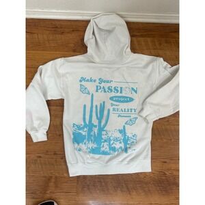 Moments Passion Project Graphic Zip Up Hoodie White Blue Medium